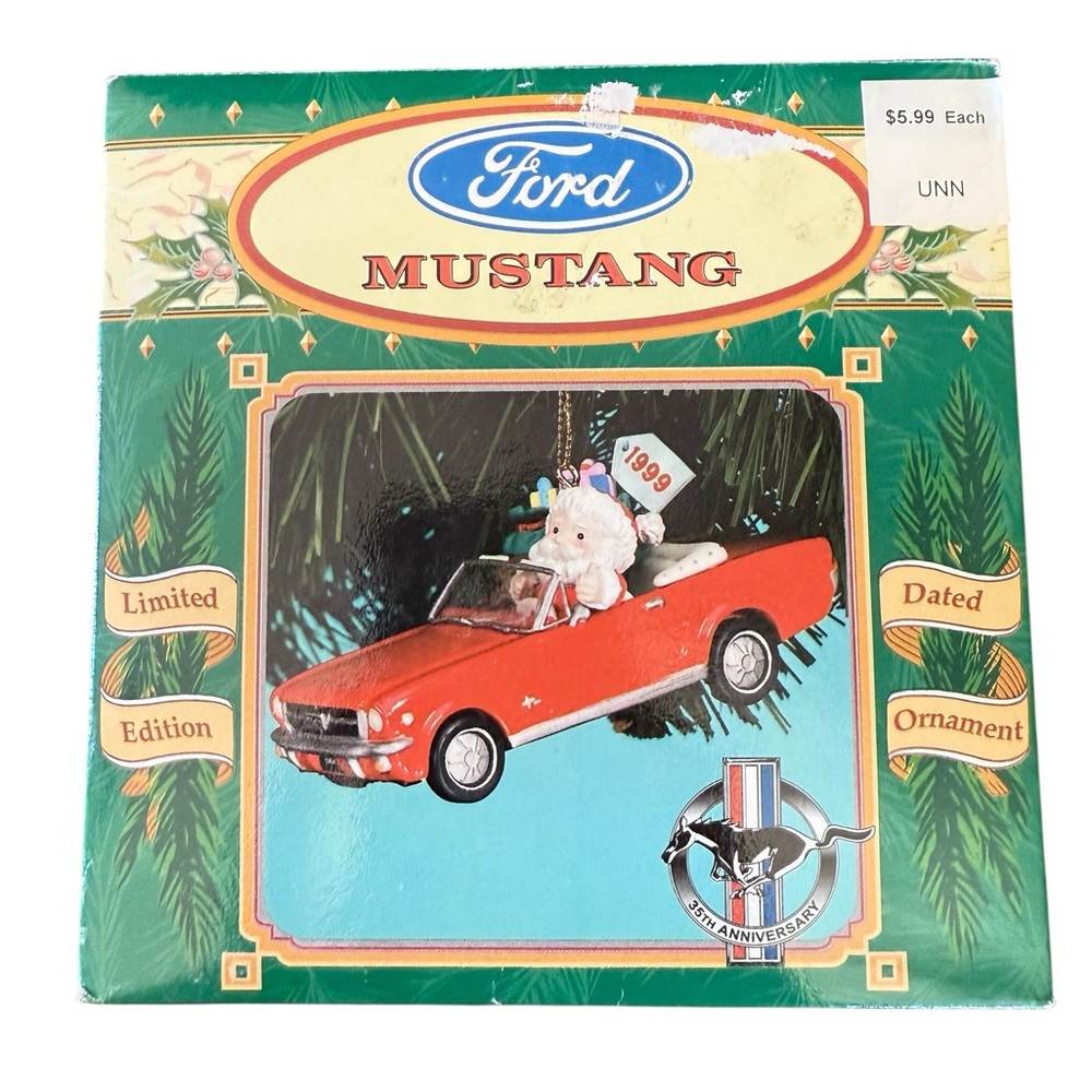 Commemorative 35th Anniversary Red Ford Mustang Ornament by Enesco 1999 Ltd Ed.